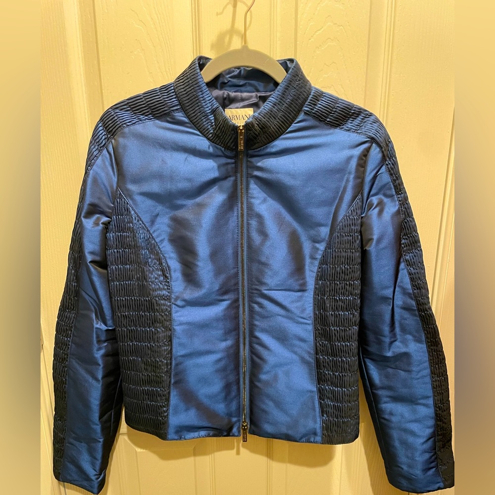 Armani Collection ✨vintage✨ blue silk bomber jacket like new